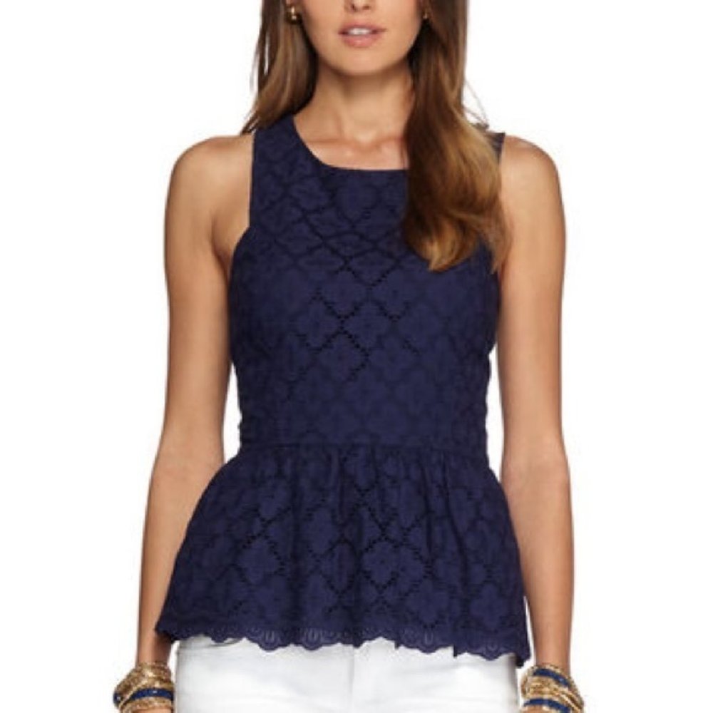 Ashton Lace Ruffled Peplum Top